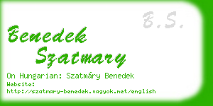 benedek szatmary business card